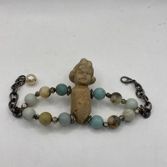 Vintage German Bisque Baby Doll Bracelet with Calcite Stones - Picture 11 of 11